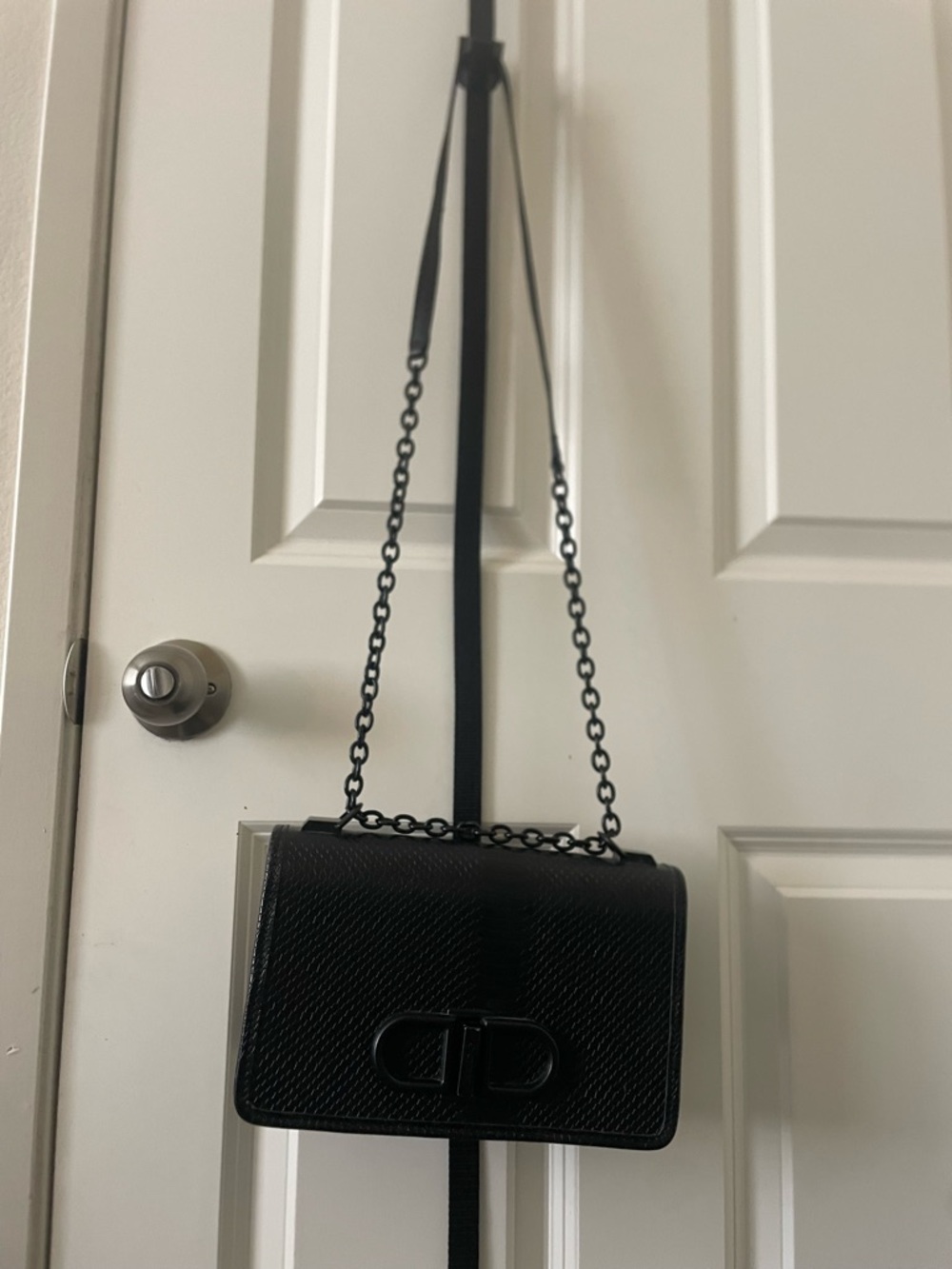 Black Leather Chain Shoulder Bag